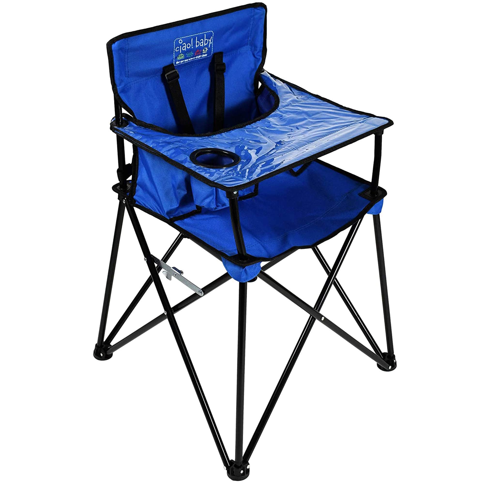 ciao! baby Portable High Chair for Babies and Toddlers, Compact Folding Travel High Chair with Carry Bag for Outdoor Camping, Picnics, Beach Days, and More (Black)
