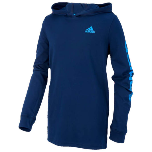 adidas Youth Boy's Logo Lite Long Sleeve Hooded Pullover Shirt
