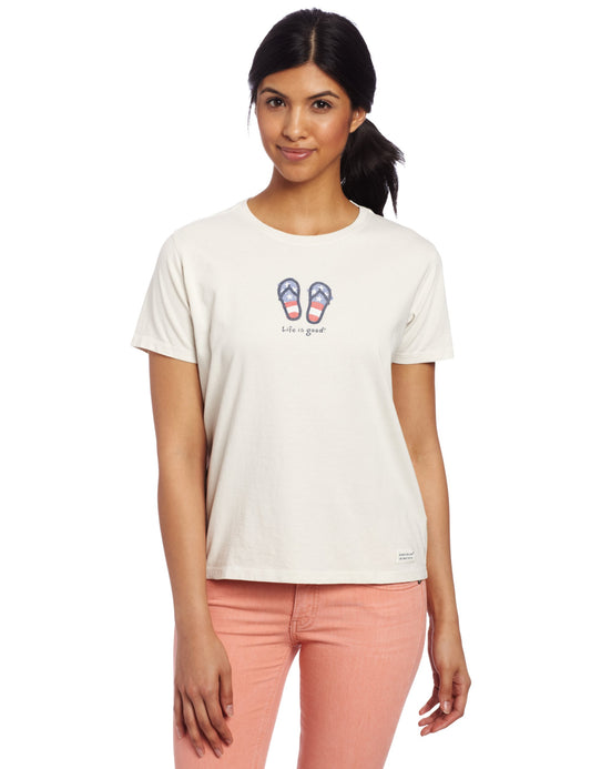 Life is good Women's Patriotic Flip Flops Crusher Tee