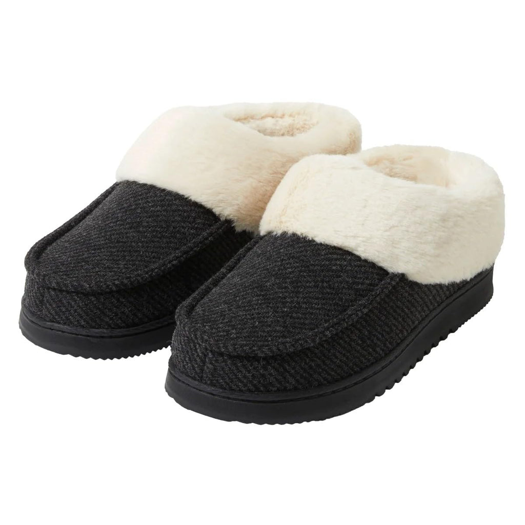 Dearfoams Women's Memory Foam House Slippers Winter Shoes Ladies Warm Fuzzy Faux Fur Collar With Indoor Outdoor Rubber Sole