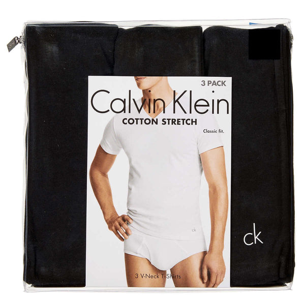 Calvin Klein Cotton Stretch V-Neck, Classic Black Fit T-Shirt, Men's (3-pack)