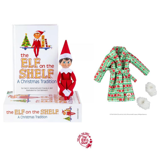 The Elf on the Shelf Holiday Christmas Box Set – Includes Scout Elf, Book, Holiday Robe and Slippers