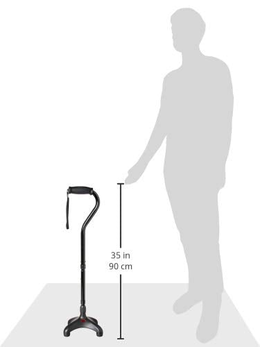 Harvy Quad Cane - Walking Stick for Men and Women - Lightweight Adjustable Folding Cane - Right and Left Hand Grip for Stability Comfort Support - Four Prong Base - Black