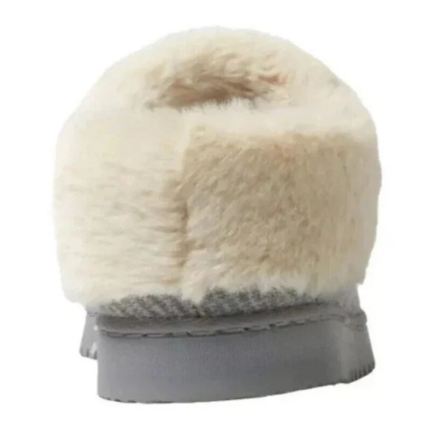 Dearfoams Women's Memory Foam House Slippers Winter Shoes Ladies Warm Fuzzy Faux Fur Collar With Indoor Outdoor Rubber Sole