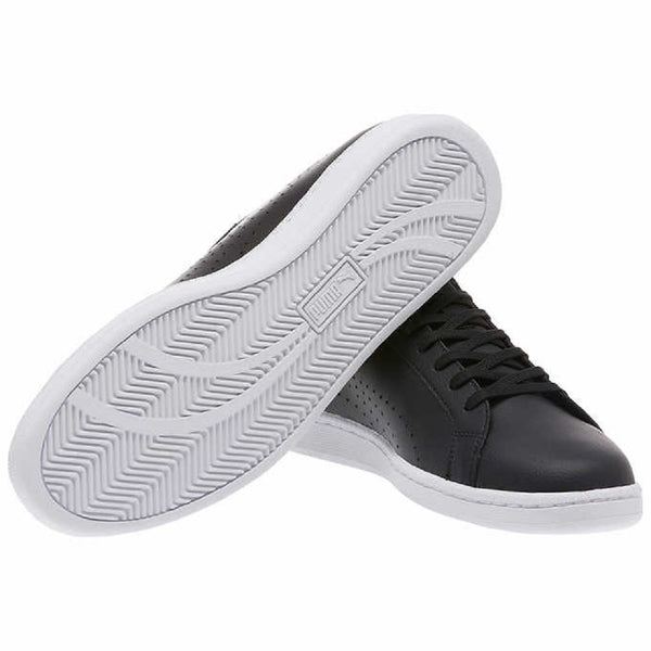 PUMA Men's Smash Leather Classic Sneaker Black Size 10