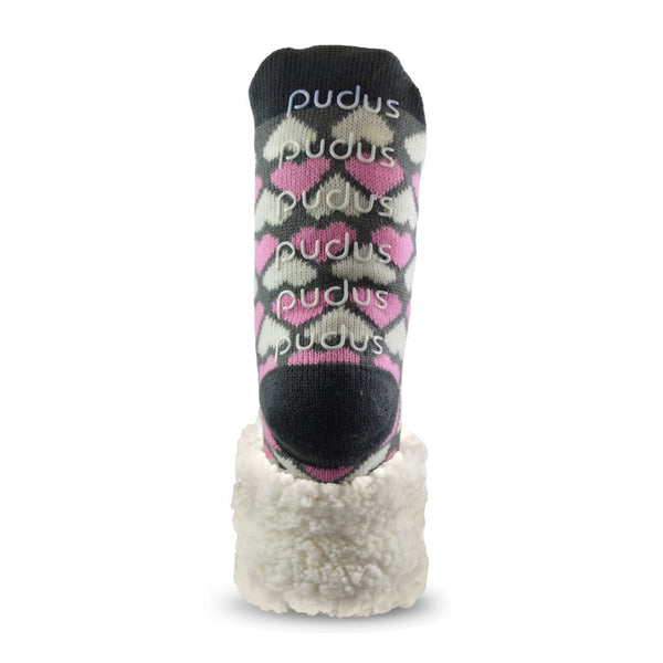 Pudus Unisex Classic Slipper Socks - Valentine Hearts