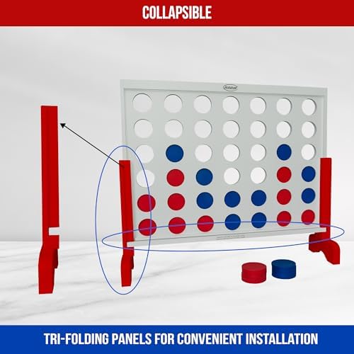 Bolaball 4 in a Row Giant Outdoor Game – 1.8 Ft Jumbo Yard Game for Adults & Family, Life-Size Lawn Game, Extra Large Outdoor Game, Backyard Oversized Game for Kids & Adults