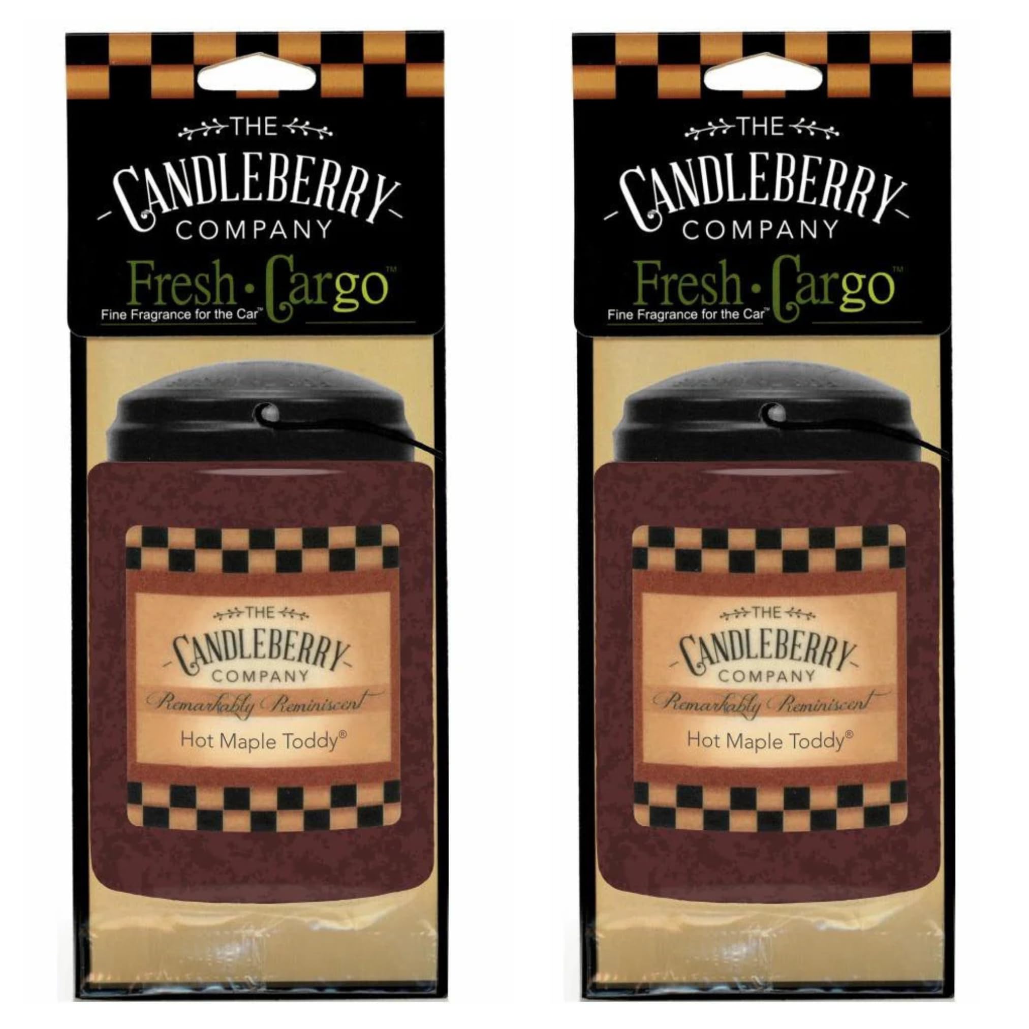 Candleberry Hot Maple Toddy Car Air Freshener | Provides Long Lasting Scent for Auto or Home | 2 Pack