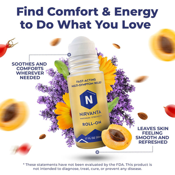 Nirvanta Natural Nerve Comfort Roll-On Oil 1.7oz – Fast-Absorbing with Rosehip, Frankincense and Myrrh - Support for Neck, Back & Joints – Lightweight and Non-Greasy