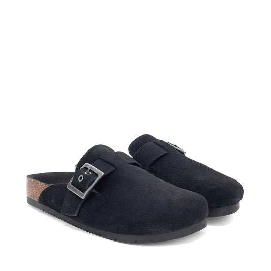 Staheekum Womens Crescent Suede Clog Slippers – Slip-On Mules with Microsuede Lining and Defender Water & Stain Repellent