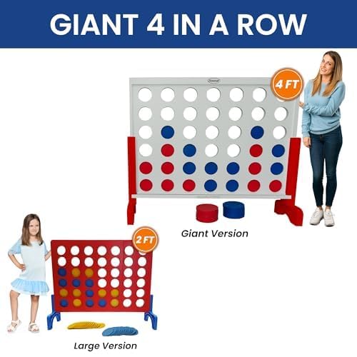 Bolaball 4 in a Row Giant Outdoor Game – 1.8 Ft Jumbo Yard Game for Adults & Family, Life-Size Lawn Game, Extra Large Outdoor Game, Backyard Oversized Game for Kids & Adults