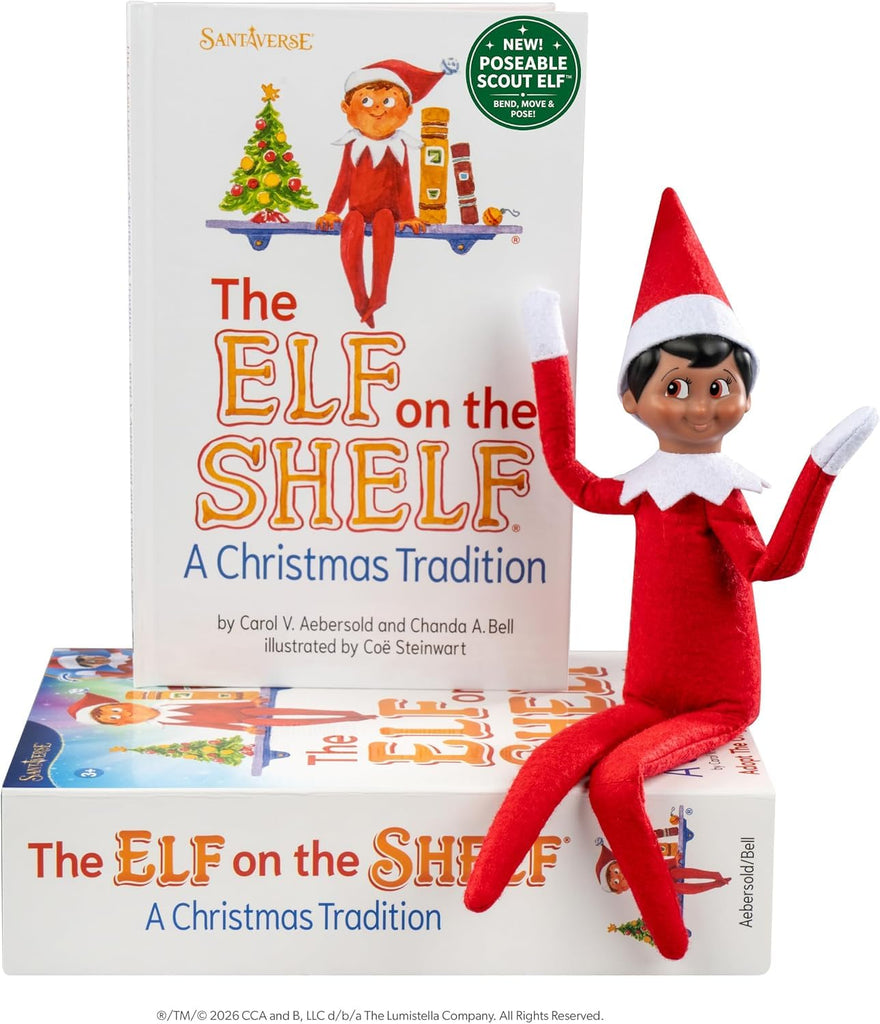 The Elf on the Shelf Box Set - Poseable Boy Scout Elf with Brown Eyes