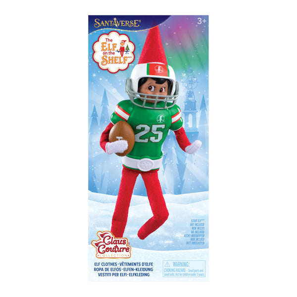 The Elf on the Shelf Claus Couture Touchdown Tidings Set - Help Your Scout Elf Find Their Inner Athlete-Includes Molded Muscle Shirt, elf-Sized Helmet and Mini Football!