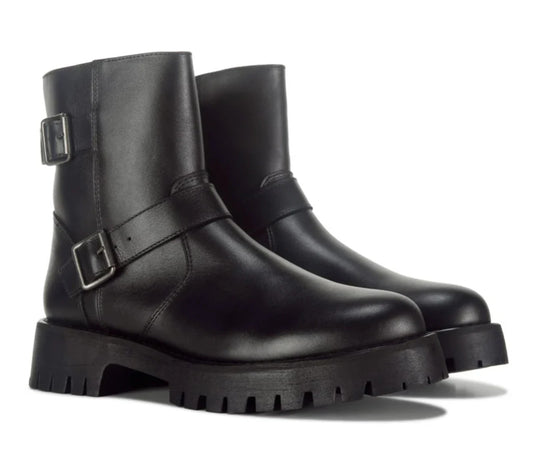 Steve Madden Women's Crusader Black Ankle Boot - Ladies Leather Bootie