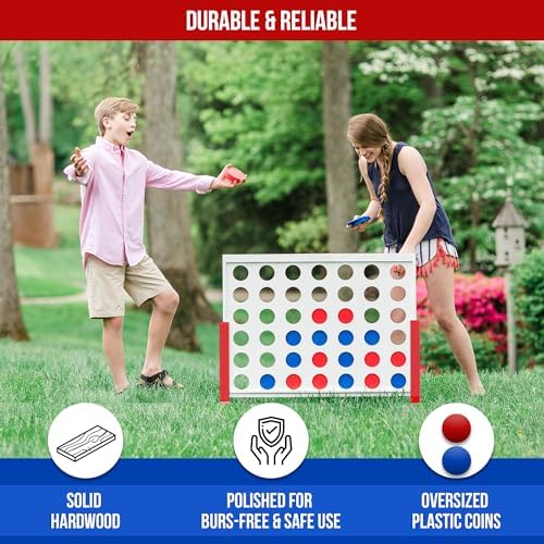 Bolaball 4 in a Row Giant Outdoor Game – 1.8 Ft Jumbo Yard Game for Adults & Family, Life-Size Lawn Game, Extra Large Outdoor Game, Backyard Oversized Game for Kids & Adults