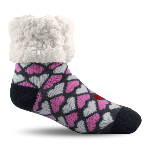 Pudus Unisex Classic Slipper Socks - Valentine Hearts