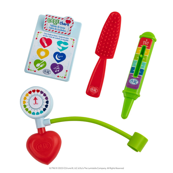 Elf Pets Cheer Check Up Set  4 pc. Vet Kit for Kids  Pretend Play Doctor Set with Chart, Thermometer, Brush and Cuff  Care for Elf Pets Plush, Pals of The Elf on the Shelf - Brand Scout Elf
