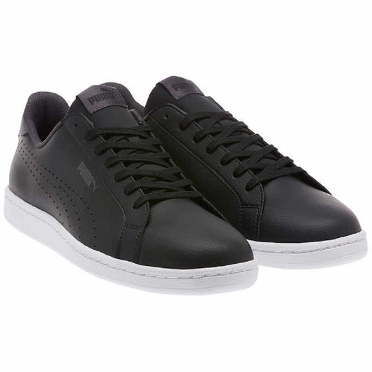 PUMA Men's Smash Leather Classic Sneaker Black Size 10