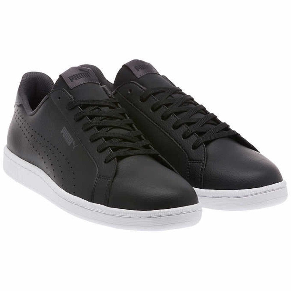 PUMA Men's Smash Leather Classic Sneaker Black Size 10