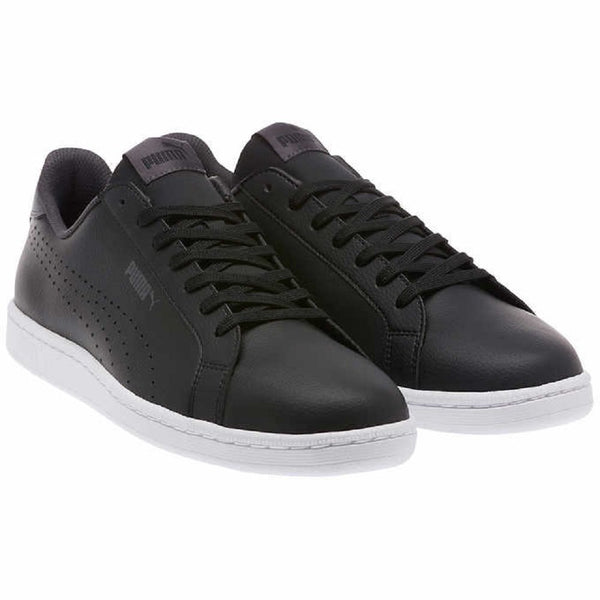 PUMA Men's Smash Leather Classic Sneaker Black Size 10