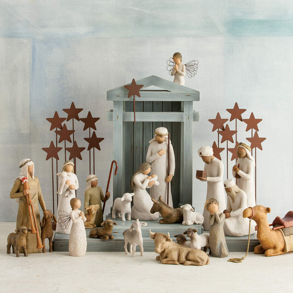 Willow Tree Crèche, Hand-Painted Nativity Backdrop