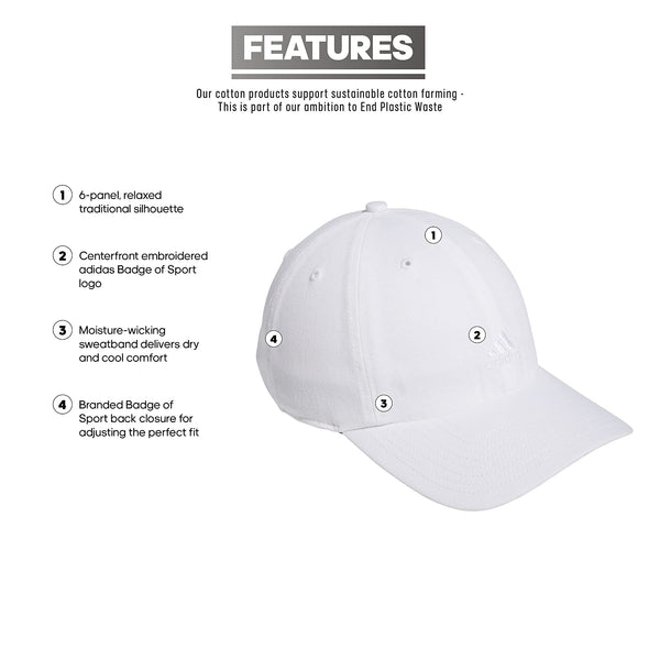 Adidas Women's Saturday Ball Cap White Hat - Cute Ladies Baseball Cap