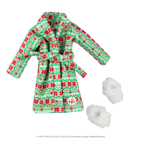 The Elf on the Shelf Claus Couture Snuggly Robe and Slippers Set – Cozy Holiday Robe and Slippers for Your Scout Elf -