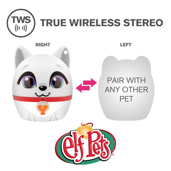 My Audio Pet Mini Bluetooth Animal Wireless Speaker - True Wireless Stereo  Pair with Another TWS Pet for Powerful Rich Room-Filling Sound - Elf on the Shelf (Arctic Fox)