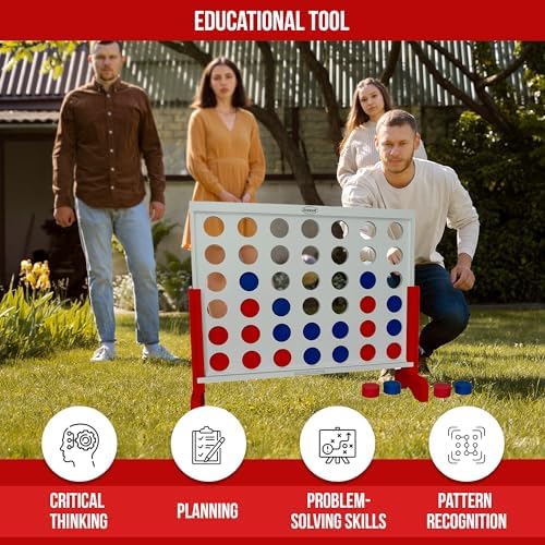 Bolaball 4 in a Row Giant Outdoor Game – 1.8 Ft Jumbo Yard Game for Adults & Family, Life-Size Lawn Game, Extra Large Outdoor Game, Backyard Oversized Game for Kids & Adults