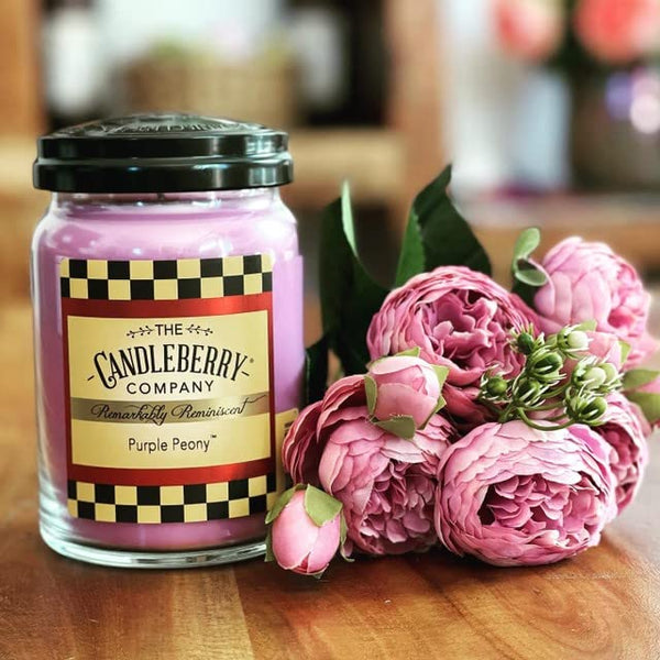 Candleberry Candles | Summer Scents | Relaxing Aromatherapy Gift Candles | Hand Poured in The USA | Highly Scented & Long Lasting | Large Jar (Purple Peony)