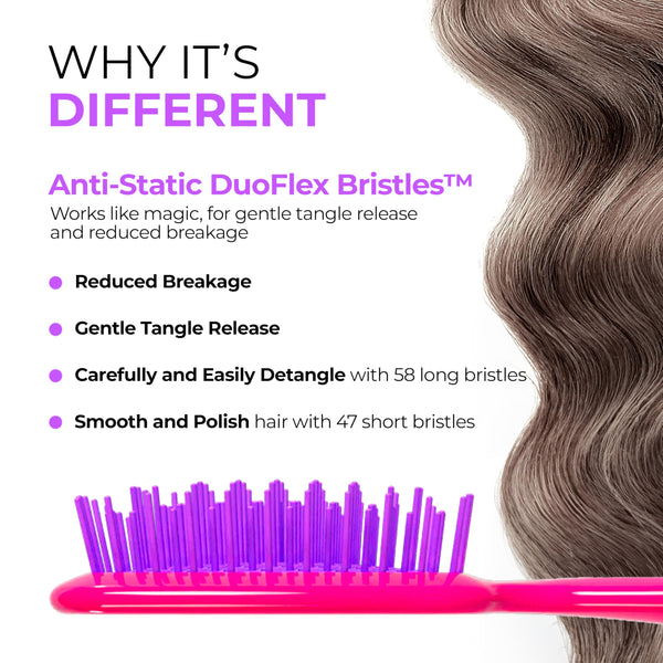 FHI Heat UNbrush Detangling Brush for Pain-Free Brushing on All Wet or Dry Hair Types  Durable DuoFlex Anti-Static Bristles, Lightweight Handle, Vented Hair Brush