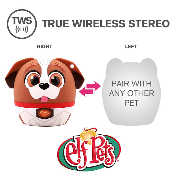 My Audio Pet Mini Bluetooth Animal Wireless Speaker - True Wireless Stereo  Pair with Another TWS Pet for Powerful Rich Room-Filling Sound - Elf on the Shelf (Arctic Fox)