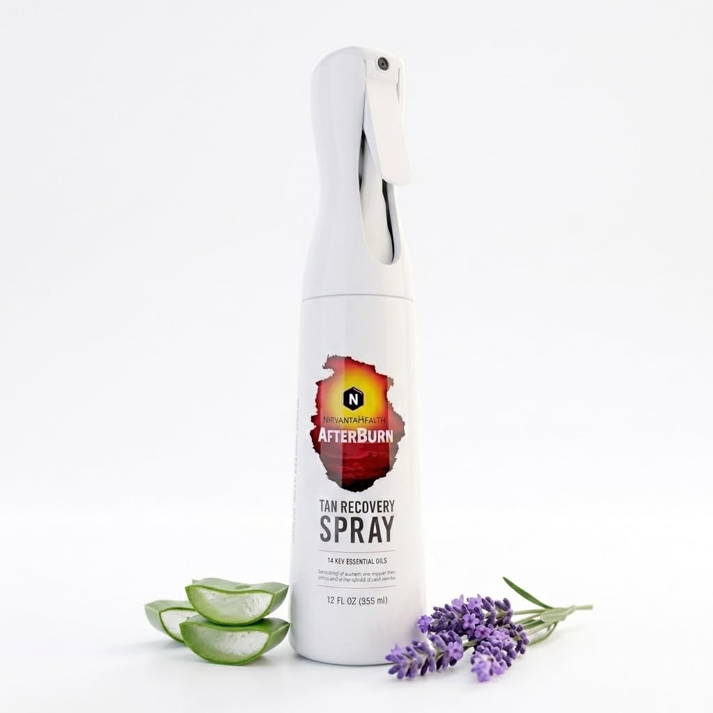 Nirvanta AfterBurn After-Shower Tan Recovery Spray Nirvanta AfterBurn After-Shower Tan Recovery Spray – Continuous Moisturizing Body Mist with Aloe Vera & Botanical Extracts – Lightweight After Sun Hydration to Help Maintain Tan & Reduce Dryness
