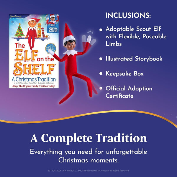 The Elf on the Shelf Box Set - Poseable Boy Scout Elf with Brown Eyes