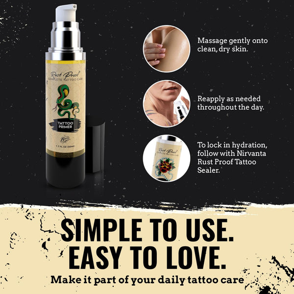 Nirvanta Rust Proof Tattoo Sealer 1.7 fl oz – Tattoo Sealing Body Lotion for Pre-Care & Long Term Ink Maintenance