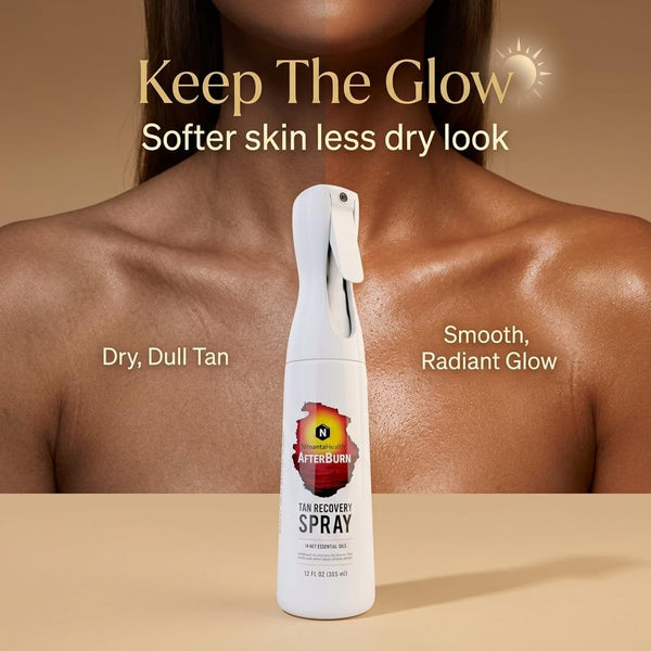 Nirvanta AfterBurn After-Shower Tan Recovery Spray Nirvanta AfterBurn After-Shower Tan Recovery Spray – Continuous Moisturizing Body Mist with Aloe Vera & Botanical Extracts – Lightweight After Sun Hydration to Help Maintain Tan & Reduce Dryness
