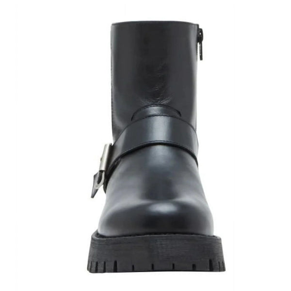 Steve Madden Women's Crusader Black Ankle Boot - Ladies Leather Bootie