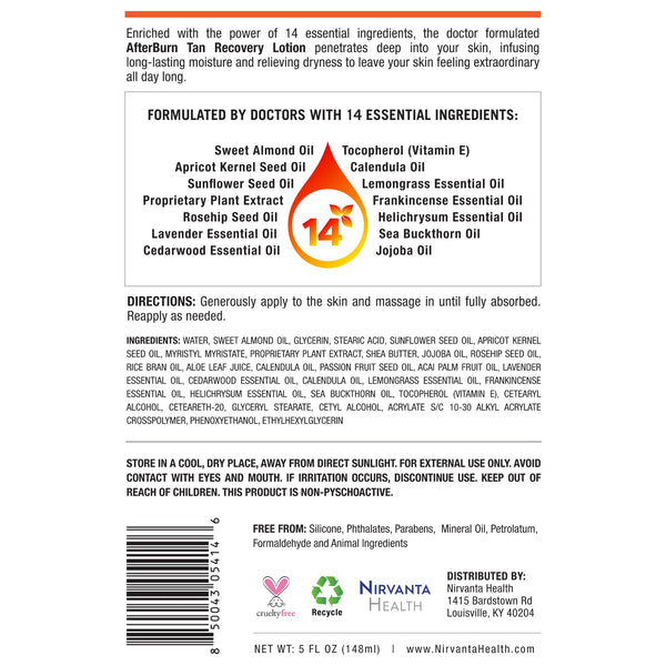 Nirvanta All-in-One AfterBurn Tan Recovery Lotion – Doctor-Formulated Aftersun Lotion