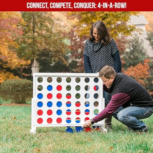 Bolaball 4 in a Row Giant Outdoor Game – 1.8 Ft Jumbo Yard Game for Adults & Family, Life-Size Lawn Game, Extra Large Outdoor Game, Backyard Oversized Game for Kids & Adults