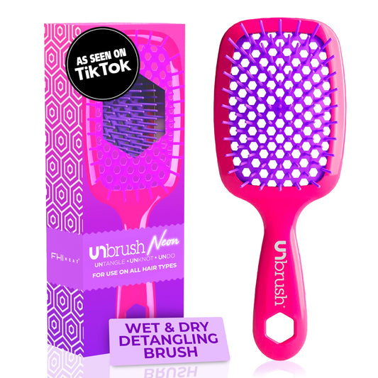 FHI Heat UNbrush Detangling Brush for Pain-Free Brushing on All Wet or Dry Hair Types  Durable DuoFlex Anti-Static Bristles, Lightweight Handle, Vented Hair Brush
