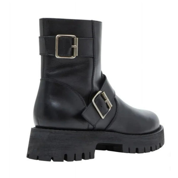 Steve Madden Women's Crusader Black Ankle Boot - Ladies Leather Bootie