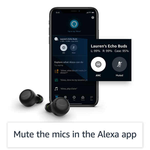 Echo Buds with Active Noise Cancellation (2021 release, 2nd gen) | Wireless earbuds with active noise cancellation and Alexa | Wireless charging case | Glacier White
