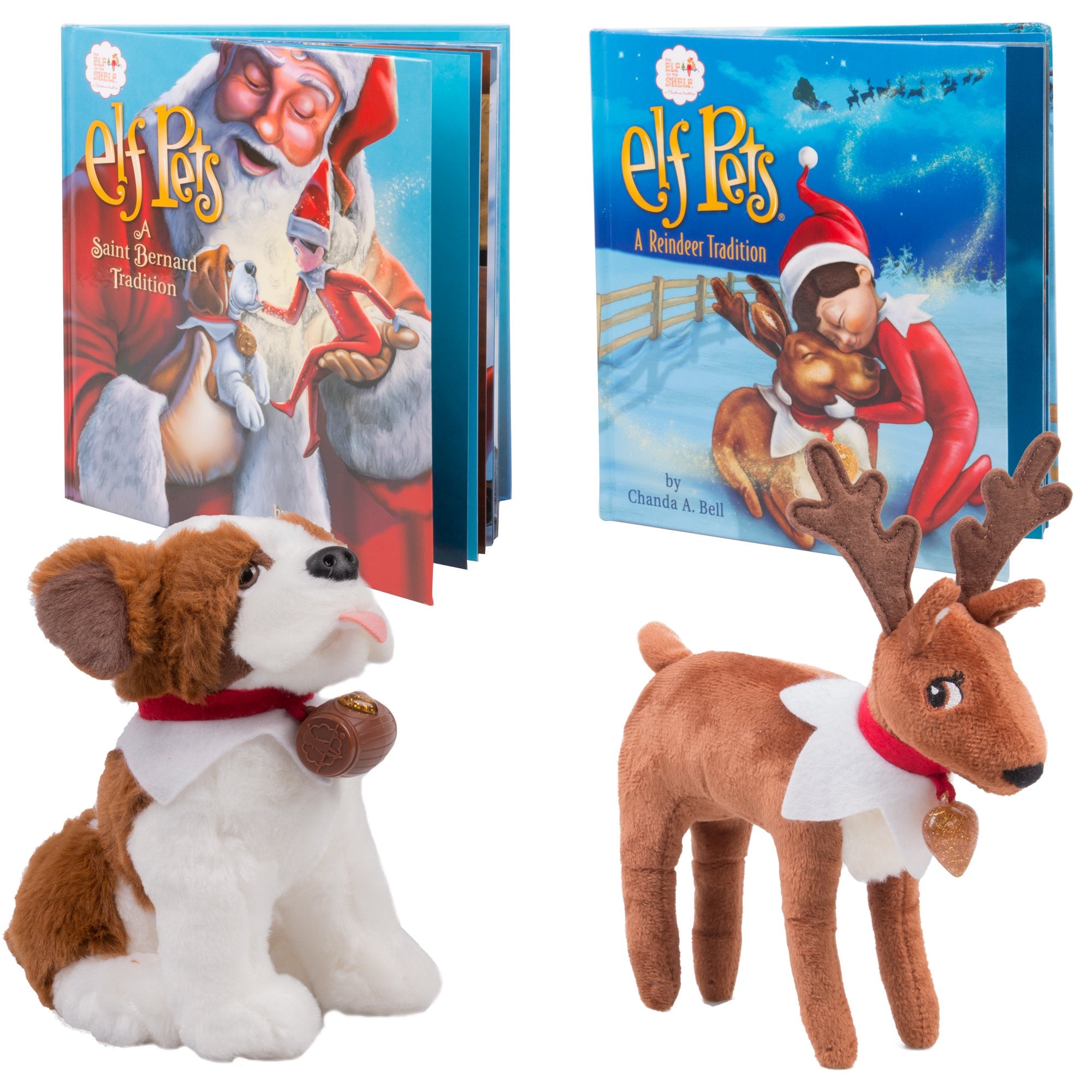Elf on The Shelf Pet Pack - Reindeer and Saint Bernard Elf Pets - Direct from North Pole in Official Santa Gift Box