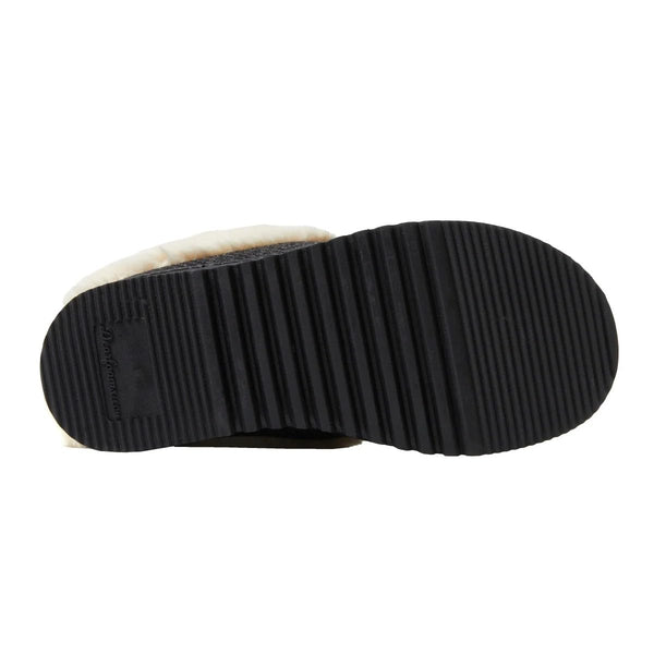 Dearfoams Women's Memory Foam House Slippers Winter Shoes Ladies Warm Fuzzy Faux Fur Collar With Indoor Outdoor Rubber Sole