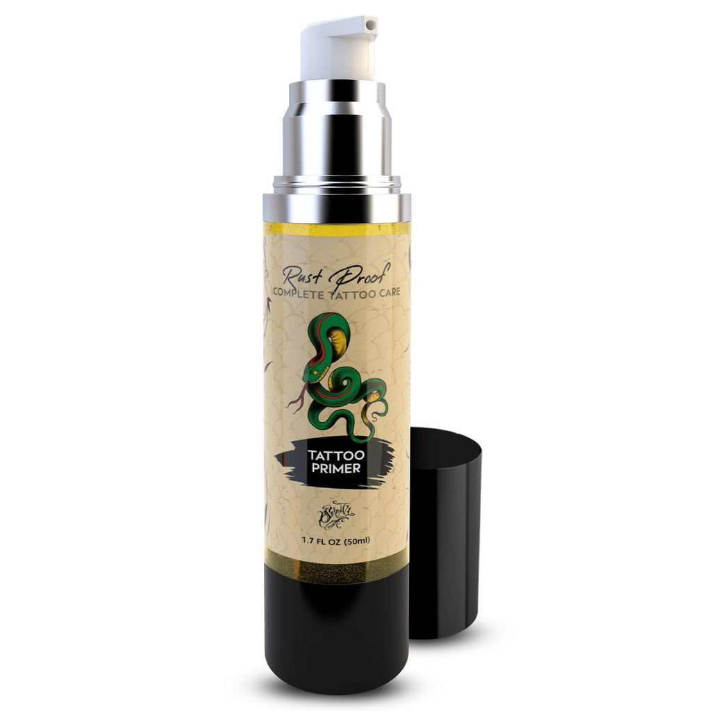 Nirvanta Rust Proof Tattoo Primer 1.7 Fl oz – Lightweight Body Oil Preps and Soothes Tattooed Skin – Fast-Absorbing, Non-Greasy Repair Oil with 14 Essential Oils – Supports Comfort and Skin Vitality