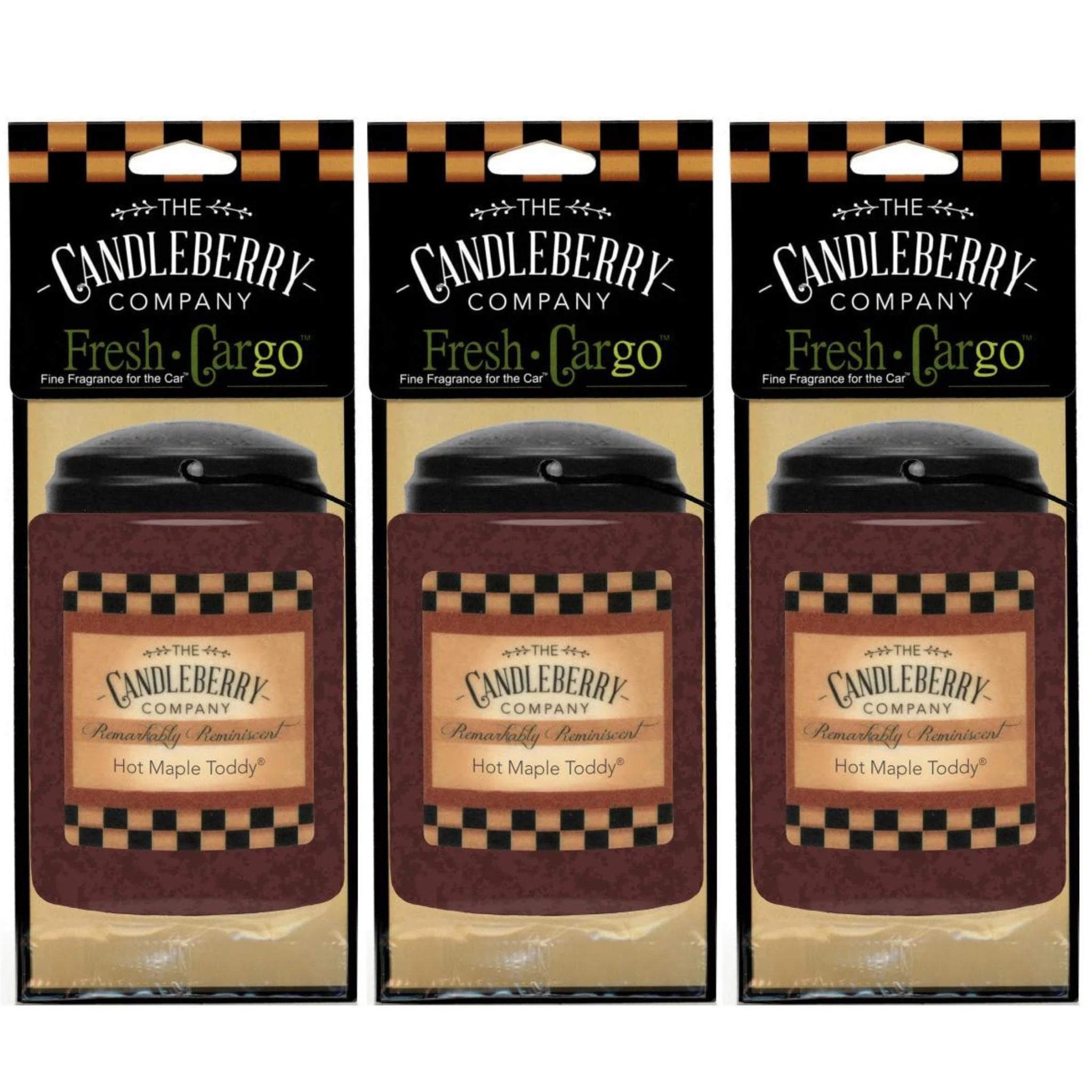 Candleberry Hot Maple Toddy Car Freshener X3