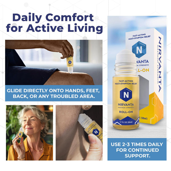 Nirvanta Natural Nerve Comfort Roll-On Oil 1.7oz – Fast-Absorbing with Rosehip, Frankincense and Myrrh - Support for Neck, Back & Joints – Lightweight and Non-Greasy