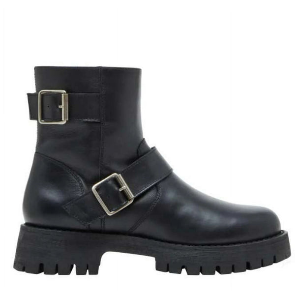 Steve Madden Women's Crusader Black Ankle Boot - Ladies Leather Bootie