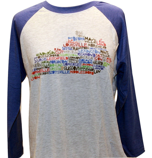 Cities and Towns - KENTUCKY Raglan Long Sleeve T-Shirt (XX-Large)
