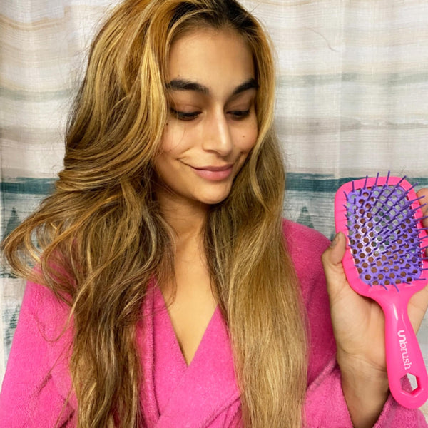FHI Heat UNbrush Detangling Brush for Pain-Free Brushing on All Wet or Dry Hair Types  Durable DuoFlex Anti-Static Bristles, Lightweight Handle, Vented Hair Brush